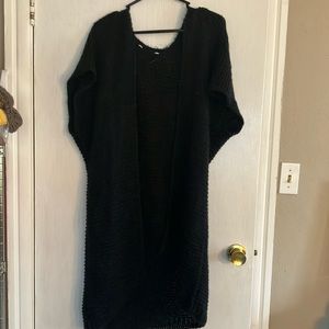 Black short sleeved, long cardigan